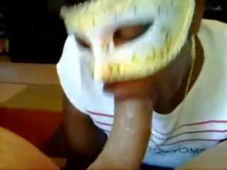 Masked ebony from BlacksCrush.com loves white phallus